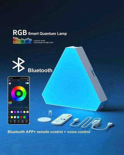 Colorful Geometric LED Triangle Wall Light with Music Sync & Customizable Ambiance - Ideal for Gaming and Relaxation Spaces