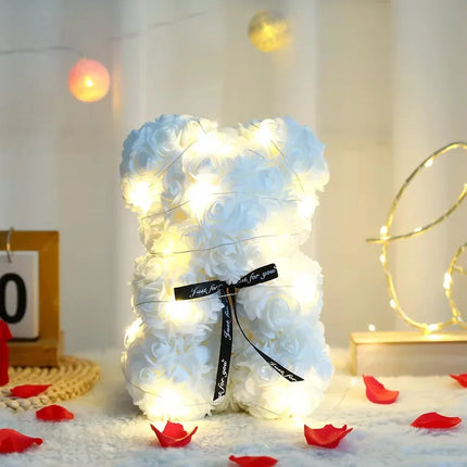 25CM Artificial Teddy Rose Flower Bear with Box Romantic Valentines Day Gift Girlfriend Women Anniversary Wedding Party Supplies 25cm-artificial-teddy-rose-flower-bear-with-box-romantic-valentines-day-gift-girlfriend-women-anniversary-wedding-party-supplies