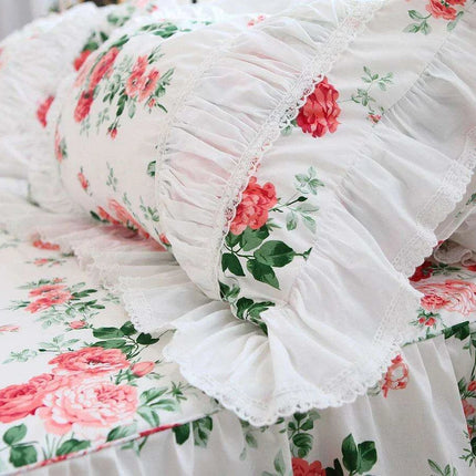 Korean Elegance Red Rose Floral Bedding Collection