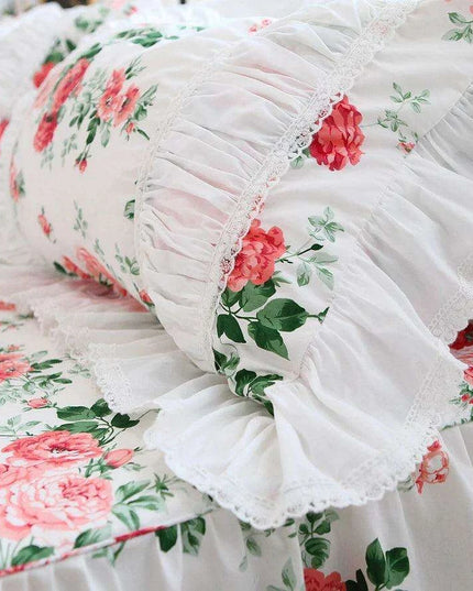 Korean Elegance Red Rose Floral Bedding Collection