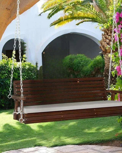 Farmhouse Serenity 880 LBS Outdoor Swing Bench with Cushions - Elegant Patio & Garden Hanging Seat