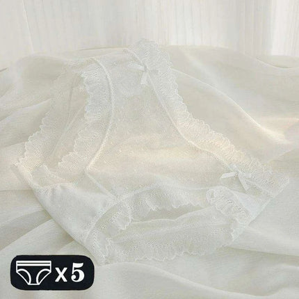 Women's Seamless Lace Low-Rise Briefs - 5-Piece Set with Cotton Crotch