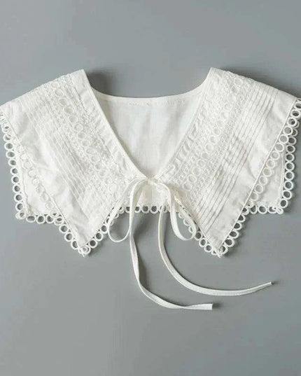 Embroidered Lace Detachable Collar for Women - Elegant White Shawl Accessory