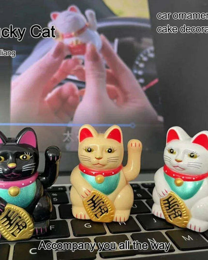 Solar-Powered Lucky Cat Figurine for Abundance and Good Fortune