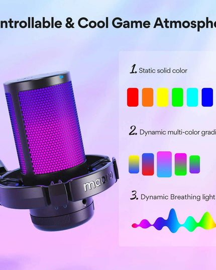 Elite RGB USB Gaming Microphone with Exceptional Clarity and Advanced Noise Cancellation