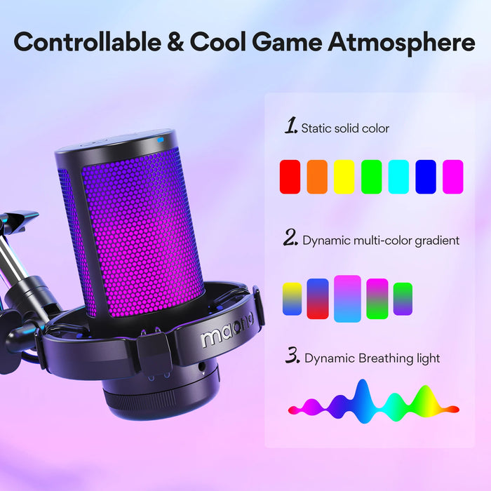 Ultimate Gaming Microphone with RGB Lighting and Noise Reduction Software