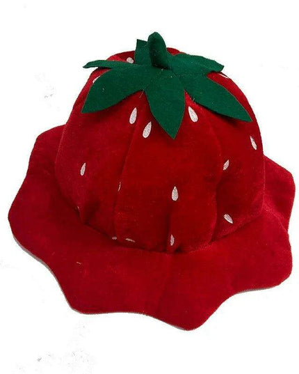 Strawberry Delight Costume Beret Hat for Women - Fun Plush Bonnet for Halloween, Parties, and Costumes