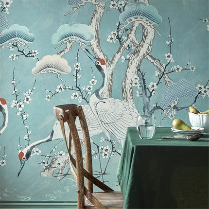 Très Elite 3D Light Luxury Japanese Red Crowned Crane Wallpaper, Remov