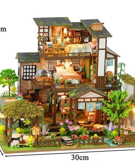 Bamboo Courtyard DIY 3D Miniature Dollhouse Assembly Kit - Unfinished Wooden Puzzle for Unique Home Decor and Gifting