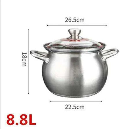 Versatile 304 Stainless Steel Large Soup Pot - Perfect for Gas and Induction Cooking