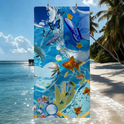 A20MaoX Ocean Creatures Butterfly Quick-Dry Microfiber Beach Towel