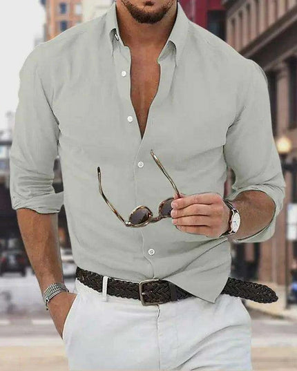 Men's Elegant Lightweight Linen Shirt – Essential Long Sleeve for Summer Beach Style