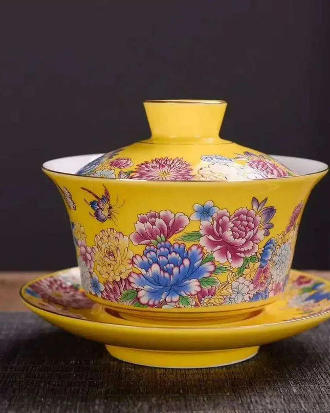 Vibrant Artisan Ceramic Kung Fu Tea Ceremony Set with Infuser and Teapot for an Enchanting Tea Experience