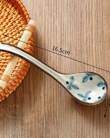 Elegant Vintage Japanese Bone China Spoon with Long Handle for Exquisite Dining