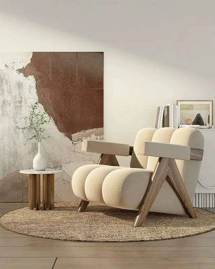 Luxurious Japanese Cream Single Sofa Chair - Chic Scandinavian Moroccan Aesthetic