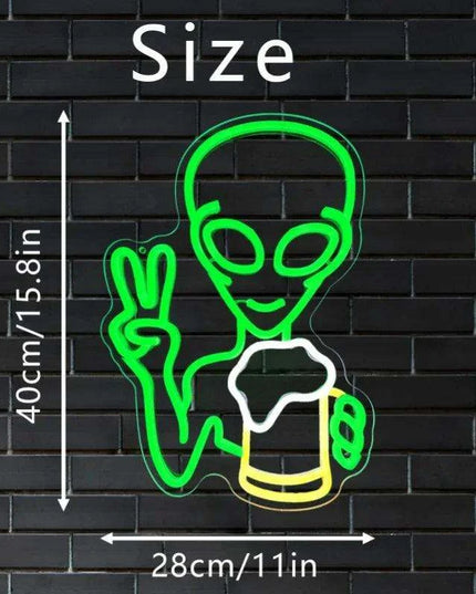 Alien Cheers LED Neon Light - Unique Illuminated Decor for Game Rooms and Bars
