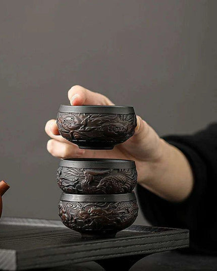 Handcrafted 85ML Jianshui Purple Pottery Tea Set