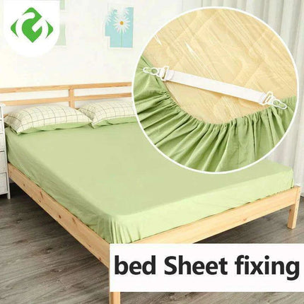 Adjustable 4-Pack White Bed Sheet Grippers - Elastic Clips for Secure Mattress Covers and Blankets