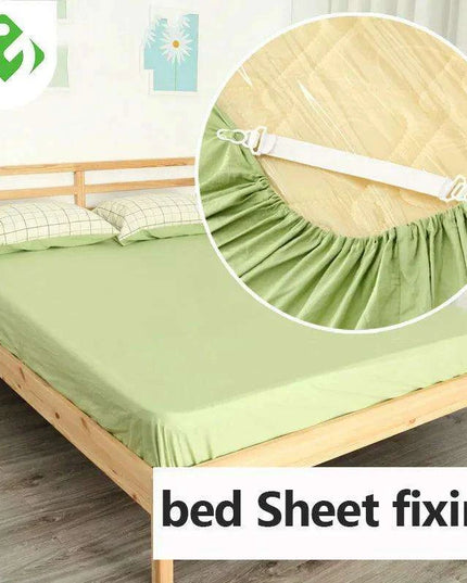 Adjustable 4-Pack White Bed Sheet Grippers - Elastic Clips for Secure Mattress Covers and Blankets