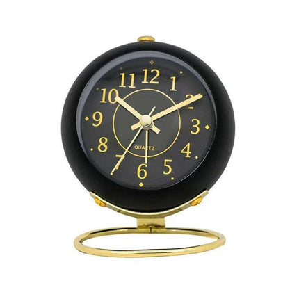 Modern Metal Frame Analog Alarm Clock with Soft Night Light – Chic Home Accent & Perfect Gift
