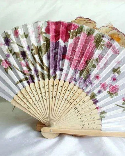 Elegant Vintage Chinese Silk Bamboo Folding Fan with Unique Designs