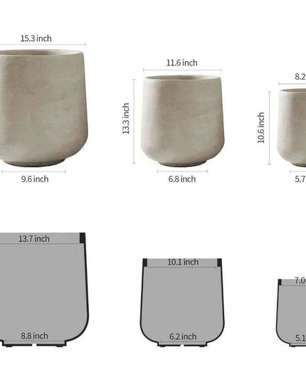 Contemporary Round Concrete Planter Collection with Drainage for Stylish Environments