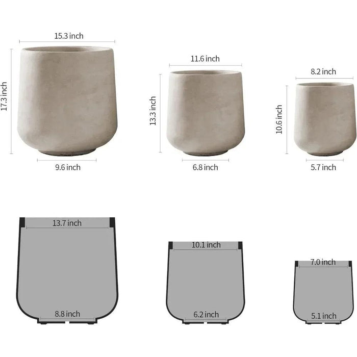 Contemporary Round Concrete Planter Collection with Drainage for Stylish Environments