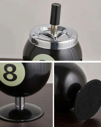 Chic Billiards-Inspired Metal Ashtray - Stylish Smoking Accessory and Decorative Accent for Home and Office