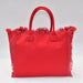 Personalized Trendy Fringed Canvas Tote with Stylish Ruffles