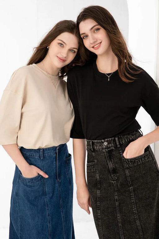 Summer 2024 Women's Trendy Oversized Cotton Boxy Tee - Casual Chic Top with Fast Shipping