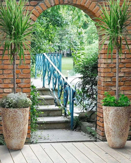 Elegant Large Stone Finish Outdoor Planters for Landscaping Excellence