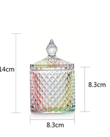 Colorful Diamond Glass Storage Jars for Candy and Sugar - 300ML & 600ML Options
