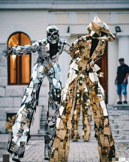 Mesmerizing Custom Mirror Face Stilt Costume for Unforgettable Parade Experiences