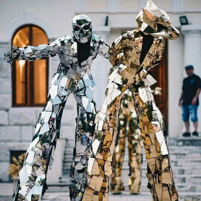 Mesmerizing Custom Mirror Face Stilt Costume for Unforgettable Parade Experiences