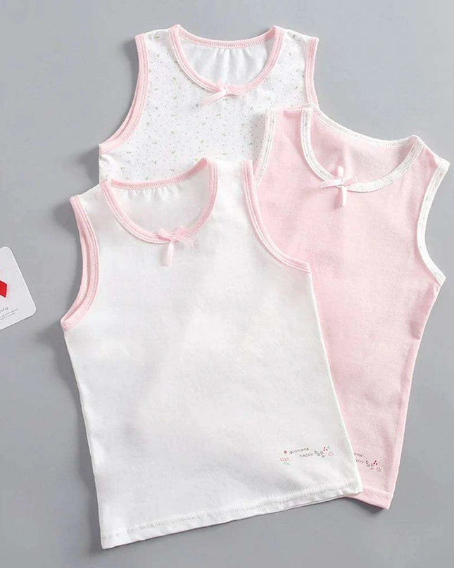 Colorful Cartoon Cotton Tank Tops for Girls - 3-Piece Summer Undershirt Set