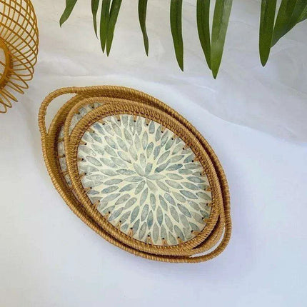 Vibrant Artisan Seashell Rattan Bowl - Handcrafted Storage Solution with Natural Elegance