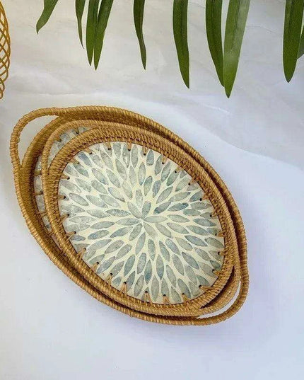 Vibrant Artisan Seashell Rattan Bowl - Handcrafted Storage Solution with Natural Elegance