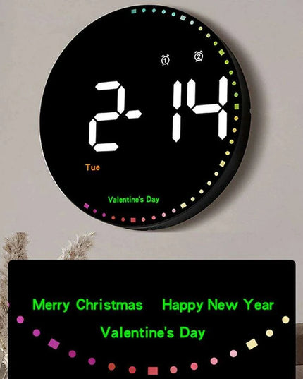 Vibrant 10-Inch LED Wall Clock with Remote, Temperature Readout, and Dual Alarm Features - Stylish Home Décor Timepiece