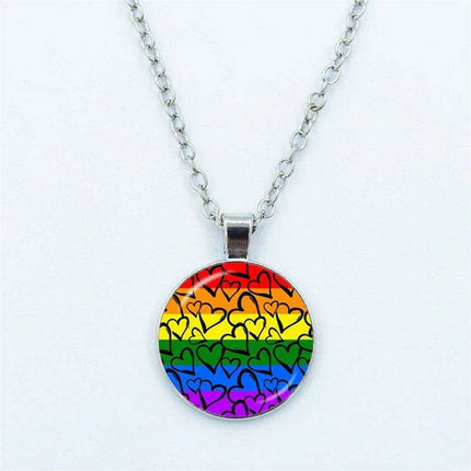 Vibrant Customizable Rainbow Glass Pendant Necklace for Love and Pride Celebration