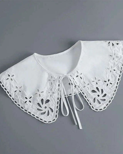 Embroidered Lace Detachable Collar for Women - Elegant White Shawl Accessory