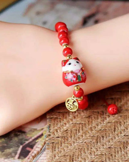 Lucky Cat Beaded Bracelet - Adjustable Harajuku Fashion Statement for Trendy Girls