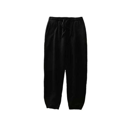500G Heavyweight Men's Cotton Jogger Pants - Casual Loose Fit Drawstring Sweatpants for Spring and Autumn