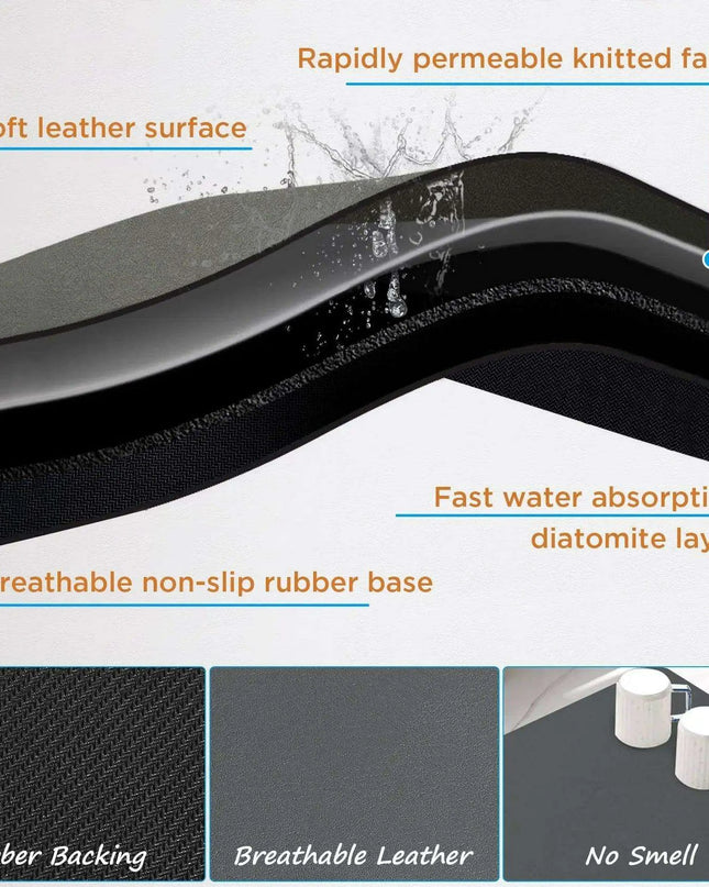 Ultra-Soft Diatomite Floor Mat - Highly Absorbent, Washable, and Non-Slip Rug for Kitchen and Bathroom