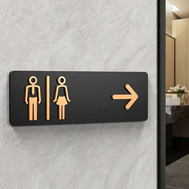 Sleek Acrylic Restroom Signs: Modern Directional Set for Men's and Women's Bathrooms
