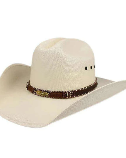 Classic Waterproof Cowboy Hat with Unique Cowhead Detail - Trendy Straw Sun Protection Accessory