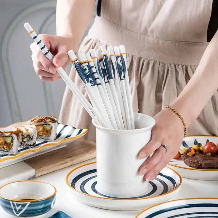 Japanese Style Bone Porcelain Chopsticks Set - 5 Pairs