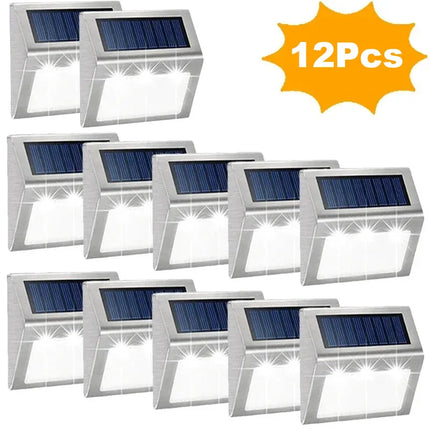 PT Gow Solar Powered LED Deck Lights - Stainless Steel, Waterproof, 12