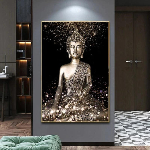 Buddha's Serene Aura: Personalized Canvas Artwork for Home and Office Interiors