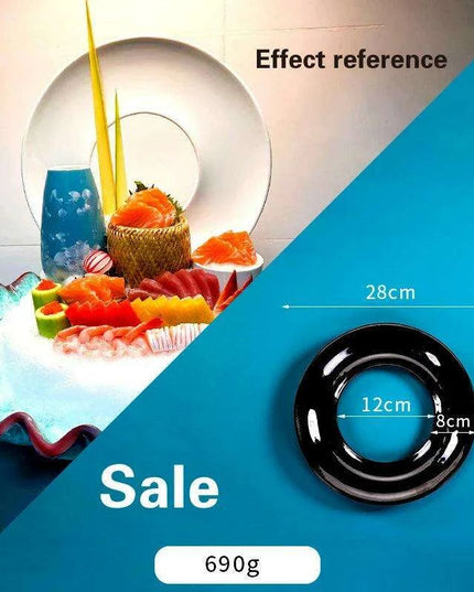 Japanese Elegance Circular Serving Tray - Sophisticated Sushi Display for Luxurious Dining