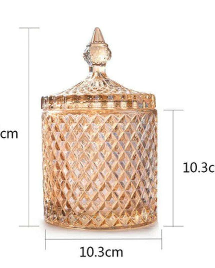 Colorful Diamond Glass Storage Jars for Candy and Sugar - 300ML & 600ML Options